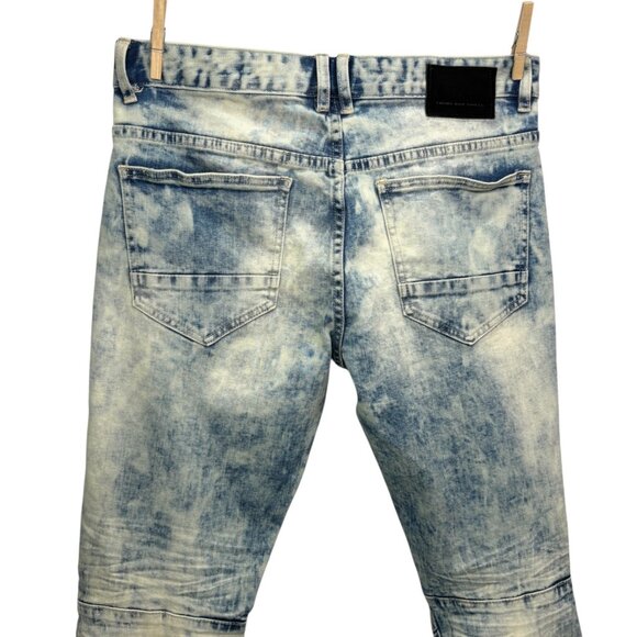 NEW Smoke Rise Mens Bleached Distressed Denim Jeans Slim Fit JP9233 Size 34/34 - Picture 8 of 13